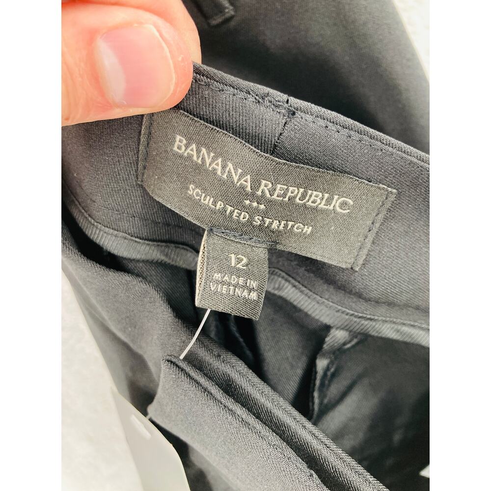 Banana Republic Pants Womens 12 Sculpted Stretch Pleated Black Trousers New Flaw - Picture 12 of 14
